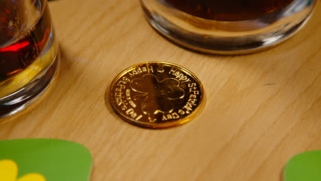Close-Up-Of-Irish-Novelties-And-Props-Including-Gold-Coins-Celebrating-At-St-Patrick's-Day-Party